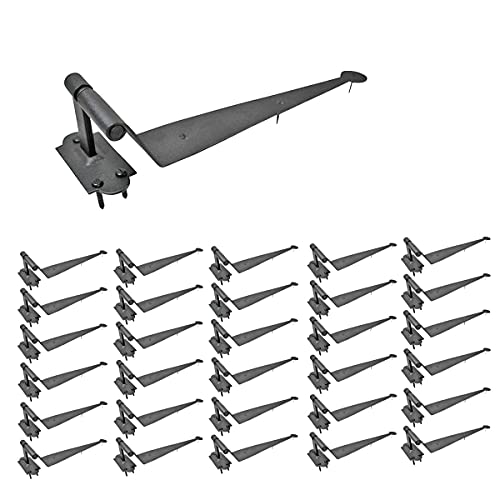 Renovators Supply Manufacturing Pack of 30 Black Cast Iron Pintle Strap Hinges 11-3/4 Inch Offset Lift Off Shutter Gate Door Hardware RSF Rustic Colonial Reversible Hinges with Screws - size: Pack of 30