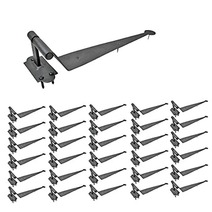 Renovators Supply Manufacturing Pack of 30 Black Cast Iron Pintle Strap Hinges 11-3/4 Inch Offset Lift Off Shutter Gate Door Hardware RSF Rustic Colonial Reversible Hinges with Screws - size: Pack of 30