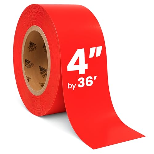 DuraMark EC700 Floor Marking Tape for Concrete and Pavement | Industrial Marking Tape for Warehouses | Long-Lasting | High Durability, Red, 4 Inches by 36 Feet - color: Red, size: 4 In X 36 Ft
