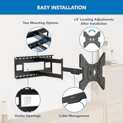 Mount-It! Long Arm TV Wall Mount, 40" Extension, 32-70"