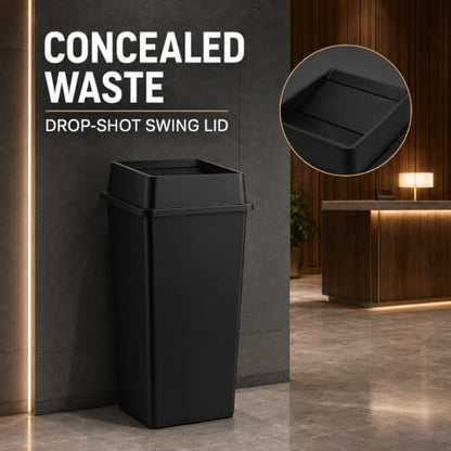 1 Pack Brown 50 Gallon Industrial Waste Bin with Lid, Heavy Duty Square Resin Trash Container with Integrated Handles for Restaurant, Mall, Warehouse and High-Volume Commercial Areas - color: Brown, size: 50 Gallon