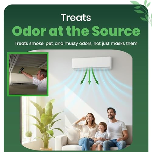 HVAC Air Deodorizer & Mold Treatment Fogger 3-Pack with 3 Scented O-Ring Pads | Air Duct Freshener for HVAC & AC Vents | Plant-Based Thymol Fogger for Home, Car & Commercial Spaces