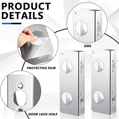 Leinuosen Door Reinforcement Plate for 1-3/4" Thick Doors, 4 Pack