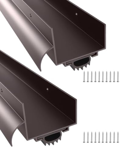 2 Pcs 1-3/4" x 36" U-Shaped Aluminum Door Sweep for Exterior Doors - size: 2 Pcs,Brown