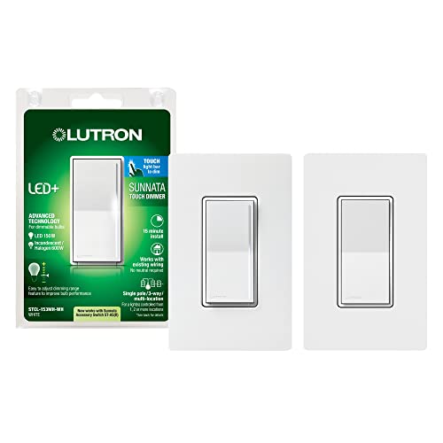 Lutron Sunnata Touch Dimmer Switch with Sunnata Accessory Switch with Wallplates, for 3 Way Applications, 150W LED, White - color: White, size: 1 Pack, style: 3-Way Kit