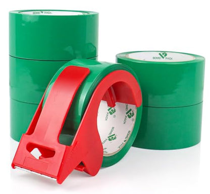BOMEI PACK Green Packing Tape, 1.88 inches Wide,60yds Length per roll, 6 Rolls Heavy Duty Packaging Tape for Shipping Packaging Moving Sealing, 2.5Mil Thick Green Packing Tape - color: green