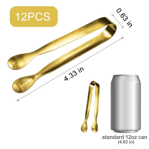 JCREN 12 Pcs Serving Tongs, Small Serving Utensils for Parties Catering Gold Tongs, Small Stainless Steel Mini Appetizer Tongs for Tea Party Coffee Bar, 4 Inches - Gold - color: Gold - 4 Inch