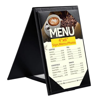 Leather Table Tent Menu Holder Sign Display Cafe Bar Cocktail Drink Restaurant Table Tents Menu Cover Desk Sign Stand A Frame Table Tent 4x6 inch - size: 1 pack/4×6 inch