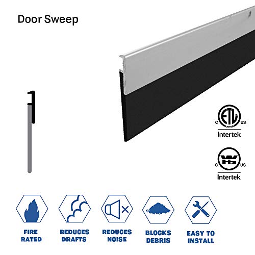 Fire Rated/Aluminum Door Sweep (7W933CA), 7/32”W x 2.5”H (36")
