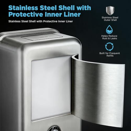 Gorlary Commercial Soap Dispenser Wall Mount, 37 fl oz, Silver