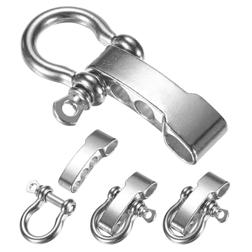 Paracord Bracelet Shackle Buckle [4PCS] - Adjustable Metal O Bow Shackle Use for Survival Bracelets Belt & Outdoor Rope - [Silver-Flat Head] Screw Pin Anchor Buckles - color: Silver