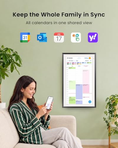 Apolosign 21.5-inch Digital Calendar, No-Subscription, Smart Wall Planner with Calendar Sync, Chore Chart, Meal, Apps & Dashboard, Electronic Touchscreen Display for Family Schedules, Dual Mode (Black) - color: Black