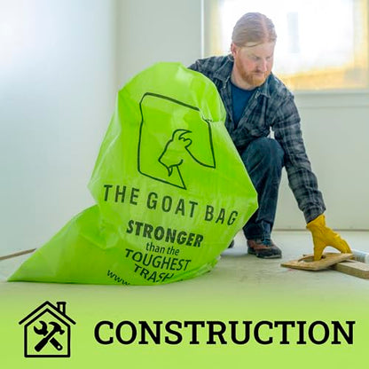 Woven Heavy Duty Contractor Bags – Reusable Construction & Yard Waste Bags, 42-Gallon Tear-Resistant Polypropylene, Jobsite Cleanup (10-Pack)
