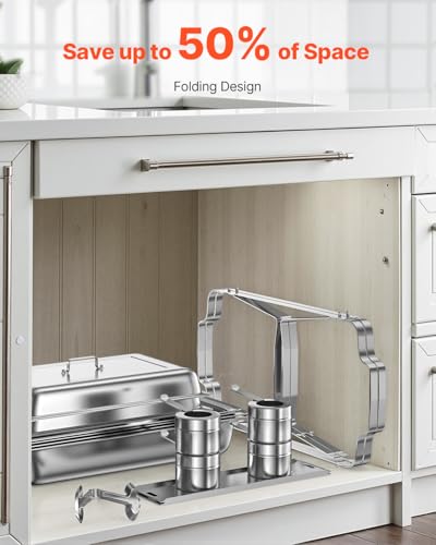 VEVOR Chafing Dish Buffet Set, 2 Pack Stainless Chafer with 2 Full Pans, Rectangle Catering Warmer Server with Lid Water Pan Folding Stand Fuel Tray Holder Clip - color: Silver, size: 2 Pack