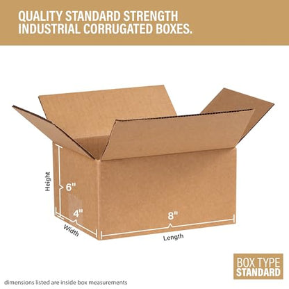 Bundle Of 25 Basic Corrugated Shipping Boxes (8 x 6 x 4") - size: 8 x 6 x 4"