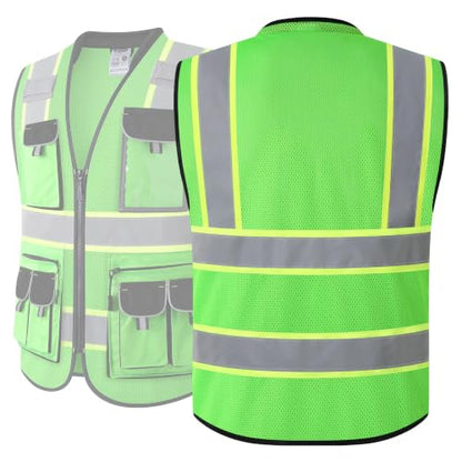 JKSafety Reflective Safety Vest for Men Cushioned Collar JK89M Green S - color: Mesh-green, size: Small