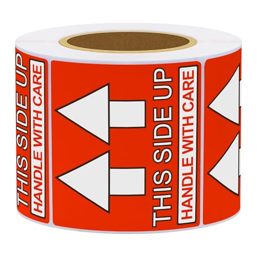 Hybsk 2x2 Inch This Side Up Warning Stickers for Shipping and Packing Total 300 Per Roll