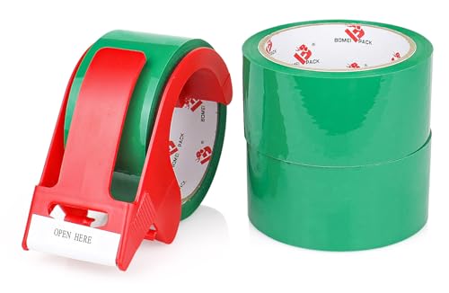 BOMEI PACK Green Packing Tape, 1.88 Inch x 55 Yards, Heavy Duty Shipping Storage Tape with Dispenser for Carton Sealing, Packaging and Moving - color: Green