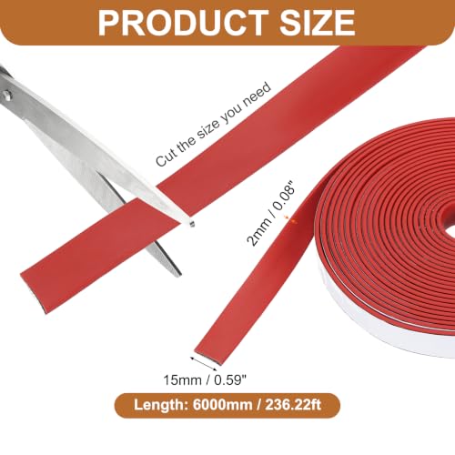 Smoke Fire Seal Strip 19.7 Feet 15mm/0.59" Wx2mm/0.08" T Red - color: Red, size: 19.7 FT x 15mm / 0.59" W x 2mm / 0.08" T