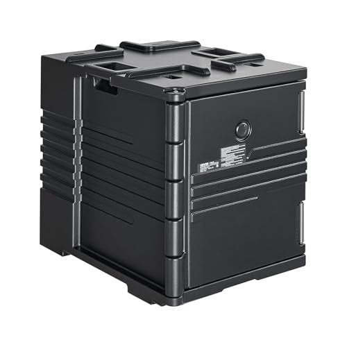 VEVOR Insulated Food Pan Carrier, 82 Qt Non-Electrical Food Warmer, with Wheel & 304 Stainless Steel Latch, LLDPE Stackable Hot Box, for Various Pan Sizes(NOT Included), Fit Catering BBQ Event(Black) - size: 82QT