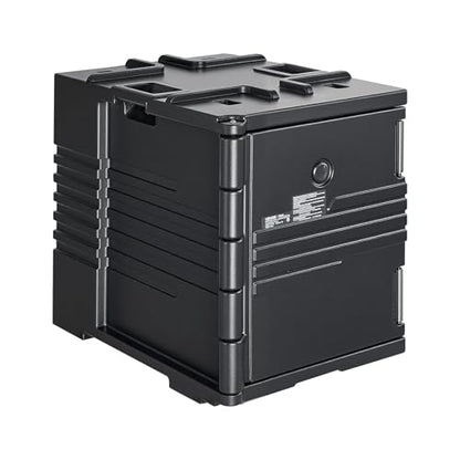 VEVOR Insulated Food Pan Carrier, 82 Qt Non-Electrical Food Warmer, with Wheel & 304 Stainless Steel Latch, LLDPE Stackable Hot Box, for Various Pan Sizes(NOT Included), Fit Catering BBQ Event(Black) - size: 82QT