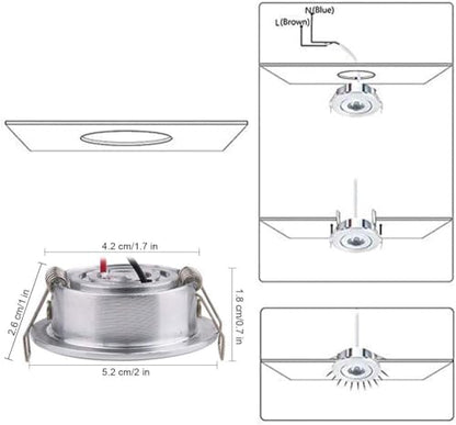 10pcs 2 inch Gimbal LED Recessed Light Small Recessed Lights AC110V - color: Warm White/Silver