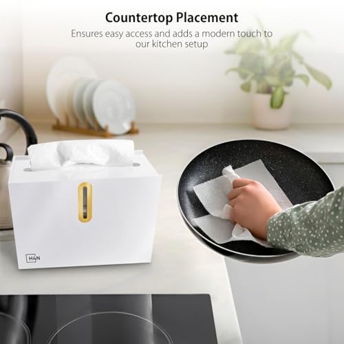 H4N Multifold Paper Towel Dispenser Countertop - Commercial Single Sheet Hand Towel Holder, Compact Acrylic Design for Home, Office, Restaurant Bathrooms - White - color: White