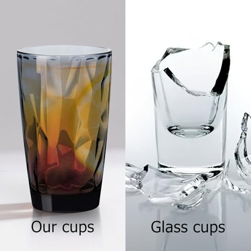 Topsky 16oz Plastic Tumblers Drinking Glasses Set of 4,Gray Acrylic Drinking Cups Wine Glasses Beverage Cups for Daily Use, Poolside, Outdoor&Indoor - Stackable,Dishwasher Safe,Easy to Clean - color: Grayish Blue 16oz