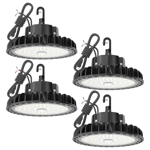 HYPERLITE High Bay Led Lights 100W 14,500LM (145lm/w) 5000K 1-10V Dimmable 5' Cable with 110V Plug US Hook UL Listed High Bay Led Shop Light for Barn Workshop Warehouse