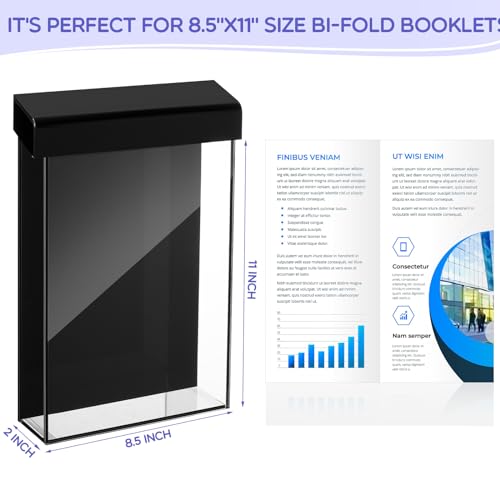 Thyle 8.5” x 11” Outdoor Brochure Holder Waterproof Wall Mount Lid, Black - color: Black
