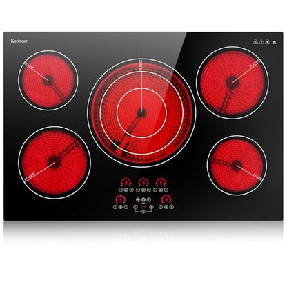 Karinear Electric Cooktop 30 Inch, Upgrade 5 Burners Electric Stove Top - color: 30 inch 5 burner