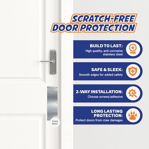 Panther Armor 4x12 in Silver Door Push Plate, Dog Scratch Door Protector - color: Silver, size: Push Plate [4x12in]