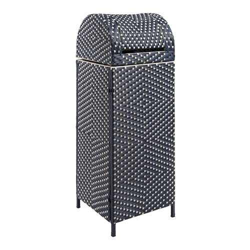 happimess Darla 24 Gal Outdoor Trash Can Swing Top, Navy/White - color: Navy/White, size: 24 Gallons