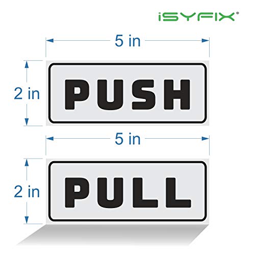 iSYFIX Push Pull Stickers Sign, 5x2 Inch, 2 Pack, White/Black - color: White / Black, size: Horizontal 2x5