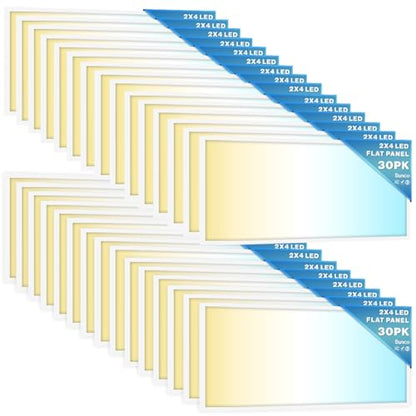 Sunco 30 Pack 2x4 LED Flat Panel Lights 3CCT Selectable, 30-50W, Dimmable