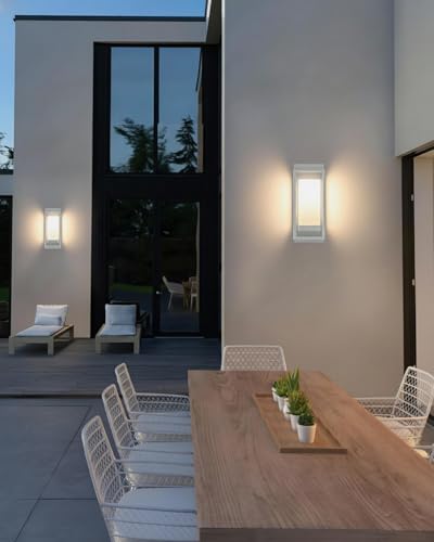 RAYVO Dusk to Dawn Outdoor Wall Lights 2 Pack, LED Bulb Included, E26 Base - color: White