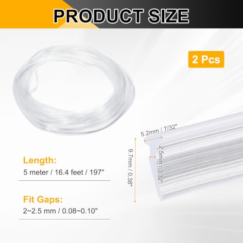 PATIKIL 2Pcs Weather Stripping Door Seal 3/32" Slot, 16.4Ft, Clear, PVC - color: Clear, size: 3/32" Slot, 16.4Ft