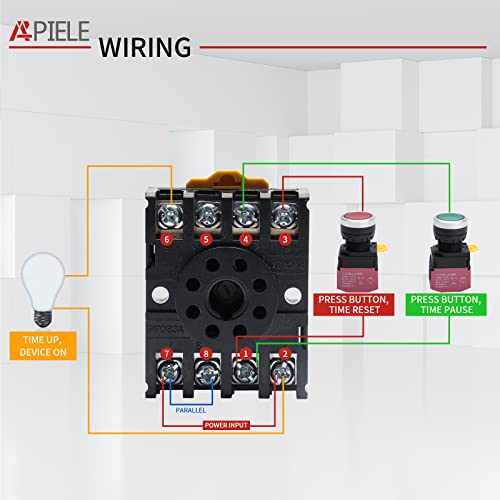 APIELE 110V AC Timer Relay Digital Display 0.1S-99H Delay Time Relay 8 Pin with Base Socket DIN Rail Mount YJ48S-S - size: 110V AC