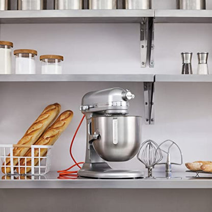 KitchenAid KSM8990CU 8-Quart Commercial Countertop Mixer, 10-Speed, Gear-Driven, Contour Silver - color: Contour Silver, style: No Bowl Guard