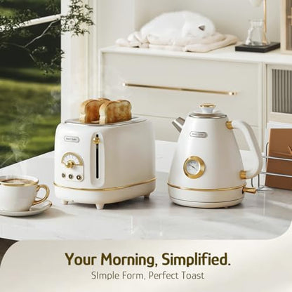 Hazel Quinn 2-Slice Retro Toaster 6 Browning Levels 3 Functions Pearl White - color: Preal White