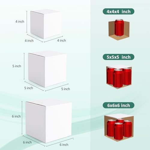 Eupako 30 Pack Small Shipping Boxes Assorted Sizes, 4x4x4 & 5x5x5 & 6x6x6 10 PCS Each Small Boxes, White Corrugated Box Mailers, Cardboard Boxes for Packaging Small Business, Mailing - color: White, size: 4x4x4 & 5x5x5 & 6x6x6 Inches