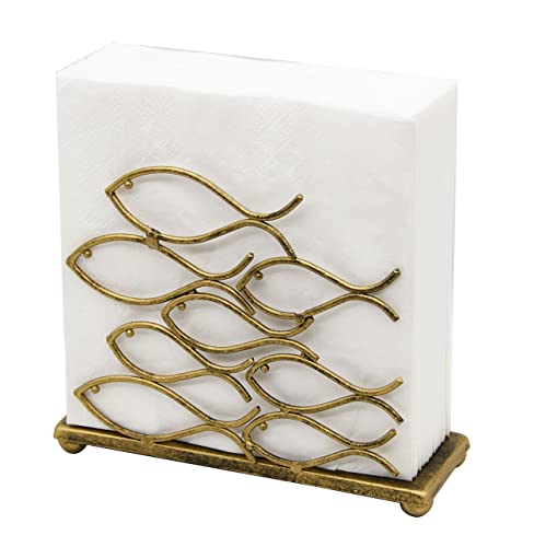 OwlGift Fish Design Napkin Holder, Ocean Serviette Dispenser, Marine Cocktail Tissue Storage Organizer, Mail Letter Sorter Rack, Document File Organizer – Bronze - color: Bronze