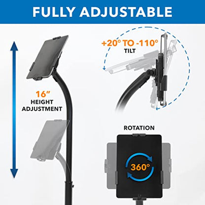 Mount-It! Anti-Theft Universal Tablet Floor Stand with Locking Clamp, Black
