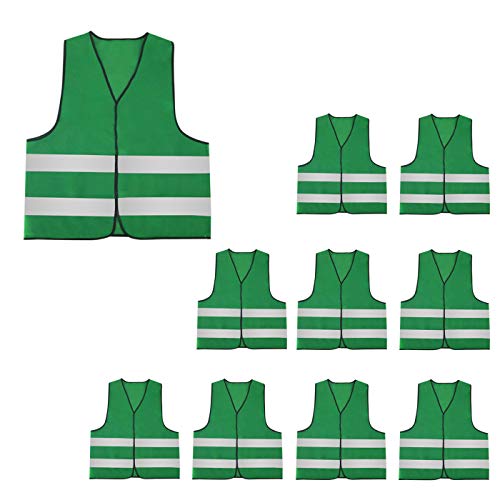 AIEOE Mens 5/10 Pack High Visibility Reflective Vest Hi-vis Bright Color Construction Safety Vest - color: Green-1