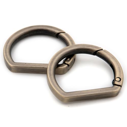 10pcs Metal Spring Key Ring,Spring Snap Hooks Clip Buckle,Flat D Ring for Purses (Brushed Brass) - color: Brushed Brass