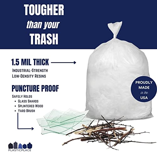 Plasticplace 40-45 Gallon Trash Bags │ 1.5 Mil │ Clear Heavy Duty Garbage Can Liners │ 40" x 46" (100 Count)