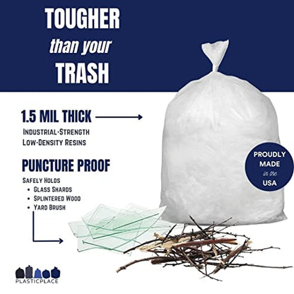 Plasticplace 40-45 Gallon Trash Bags │ 1.5 Mil │ Clear Heavy Duty Garbage Can Liners │ 40" x 46" (100 Count)