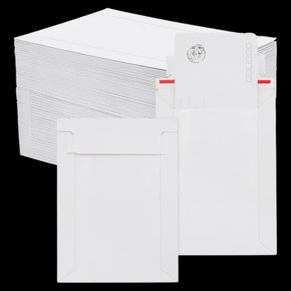 PH PandaHall 130pcs White Paper Shipping Envelopes Self Seal Card Mailers 7x5 Inch Rigid Mailers Envelopes Photo Mailers Shipping Envelope for Trading Cards Protection Mailing and Collection Storage