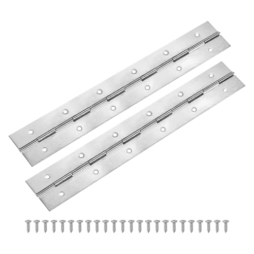 M METERXITY 2-Pack Piano Hinges, 12 Inch / 300mm Stainless Steel Continuous Piano Hinge with Holes and Screws for Cabinets Door/Storage Box [2X 0.04/ 50x 1mm Open Width Thick, Silver Tone] - color: Silver Tone, size: 12x2x0.04"