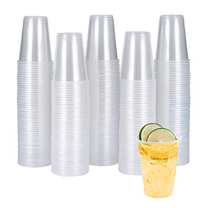 Turbo Bee 7oz Plastic Cups 300 Pack， Disposable Clear Party Cups for Home, School, Office & Events | Small Transparent Tumblers for Drinks, Samples & Commercial Use - size: 7oz